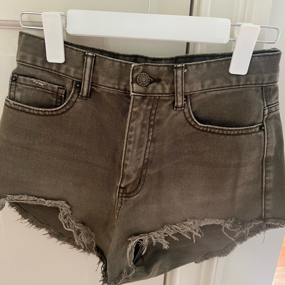 Urban Outfitters BDG Olive Frayed Hem Jean Shorts